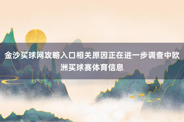 金沙买球网攻略入口相关原因正在进一步调查中欧洲买球赛体育信息